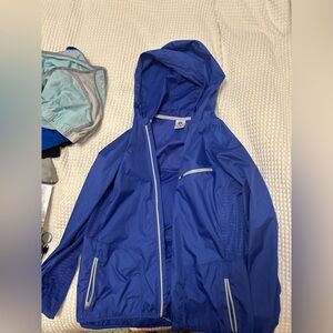 Blue Hooded Windbreaker Rain Jacket